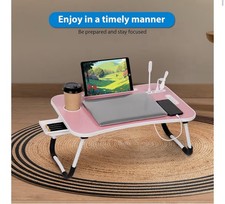 Lap Desk - Foldable Lap Desk with Storage Drawer, Cup Holder  Tablet Slot