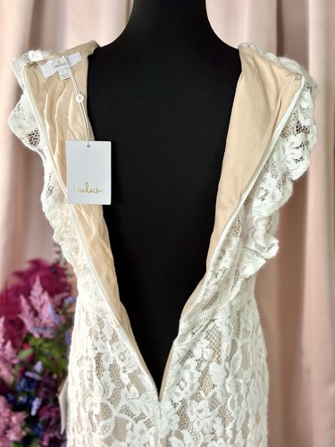Lulus This Moment in Time White Lace Ruffled Maxi Dress NWT - Picture 12 of 14