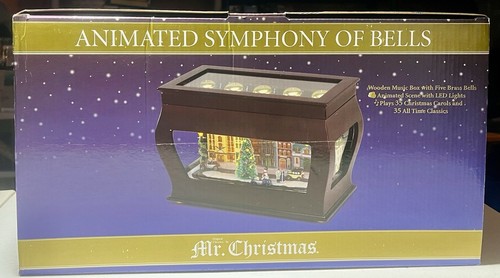 Mr Christmas Animated Symphony of Bells Lidded Wooden Music Box 70 Songs Rare - Picture 4 of 11