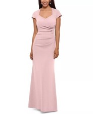 XSCAPE "ALLISON" Ruffled Cutout-Back Gown Rose Size 14 $249
