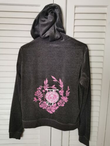 New Juicy Couture Gray Pink Flowers Vintage Luxury Tracksuit Set Y2K Unique SZ L - Picture 4 of 24