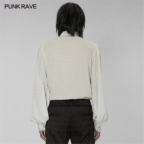 Punk Rave Gothic Jacquard Soft And Silky Shirt long Sleeve Stand Collar Blouse - Picture 20 of 28