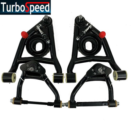 Nuevo 4x Brazo de control delantero superior e inferior negro para 68-72 Chevelle Malibu Monte Carlo - Imagen 1 de 6