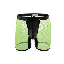 Fish Net Mesh Men Underwear Shorts Lingerie Boxer Splice Crotchless Boxer