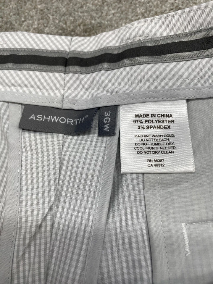 Мужские шорты для гольфа Ashworth 36x10 серые клетчатые плоские передние с четырьмя карманами 6488 - Изображение 4 из 4