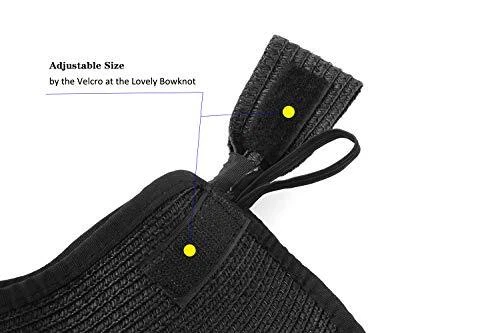Women Sun Visors Foldable Straw Hats Summer Beach Packable One Size Black+beige - Picture 4 of 6