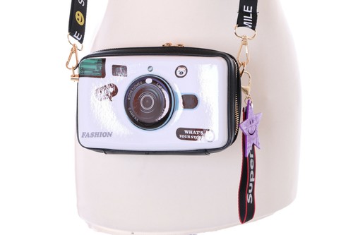 LB-6007-1 Weiß Foto-Kamera Optik Lack Retro Party Hand Mini Tasche Harajuku - Bild 3 von 9