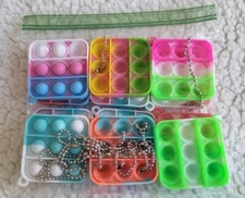 Mini Pop Keychain Fidget Toy Push Bubble Stress Squeeze Sensory Toys, 12 pack