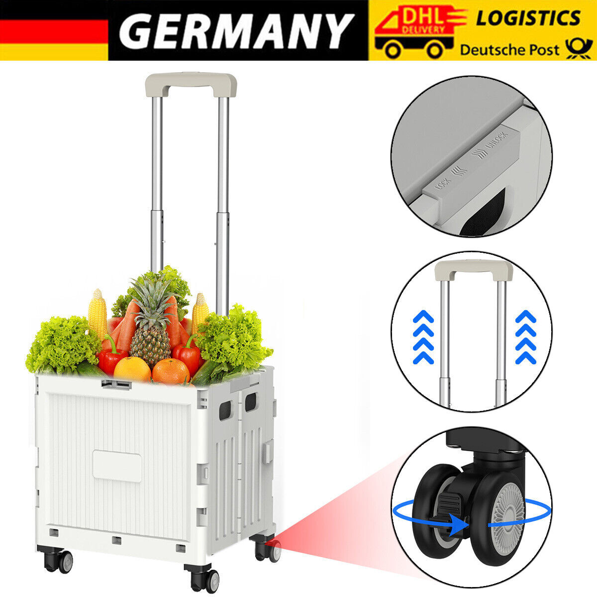 Einkaufstrolley Transport Einkaufskorb Trolley Klappbar