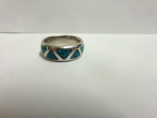 Sterling Silver turquoise ring band style sz 7.50 wgt 6.7 grams width 1/2 in