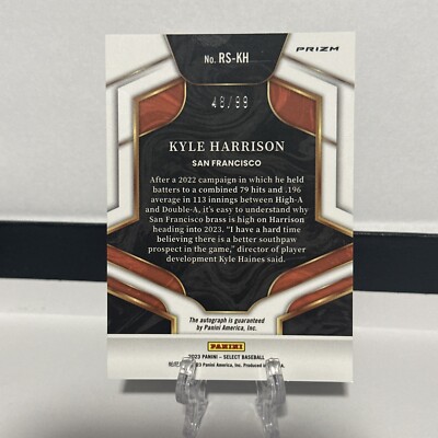 KYLE HARRISON PANINI PRIZM auto 自筆 /99シリ Kyle Harrison 2023 Panini Select Rookie Signatures #RS-KH Prizm