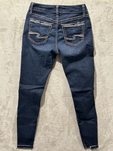 Silver Jeans Womens 27 Blue Suki Skinny Mid Rise Dark Wash Stretch Denim - Picture 7 of 15