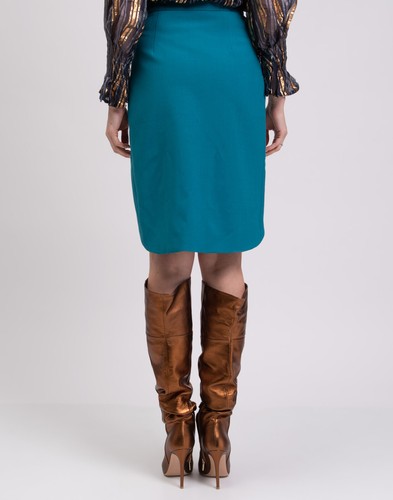 RRP€330 WANDERING Mini Skirt IT38 US2 UK6 S Green Lined Wrap Effect Dipped Back - Picture 5 of 8