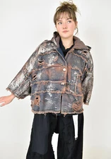 CRAZY H4 distressed look quirky denim cotton  jacket size XL/XXL