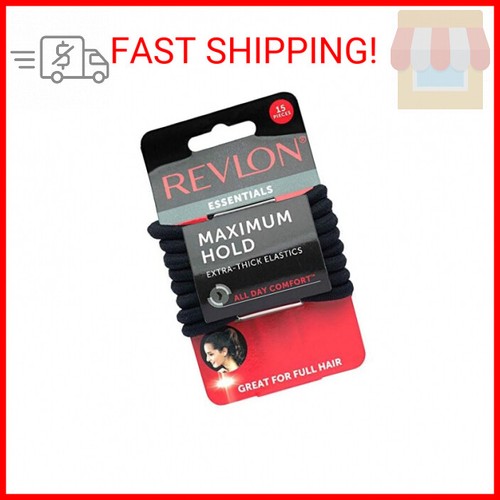 Elástico para cabello negro extra grueso Revlon, 15 unidades