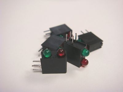 (5) DIALIGHT 553-0312 3mm RED/GREEN BI-LEVEL LED 5V RIGHT ANGLE TINTED DIFFUSED 