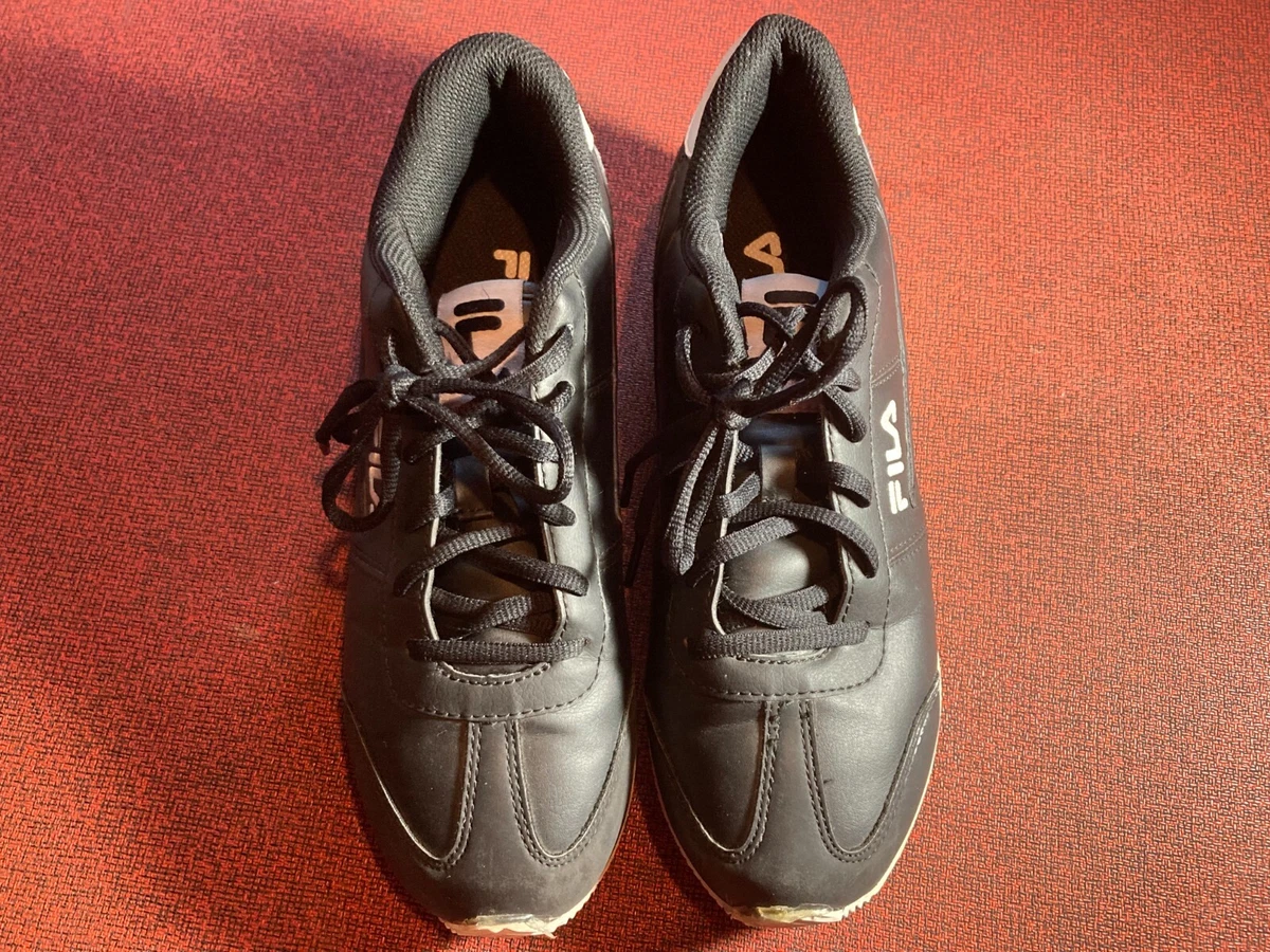 Fila black best sale shoes