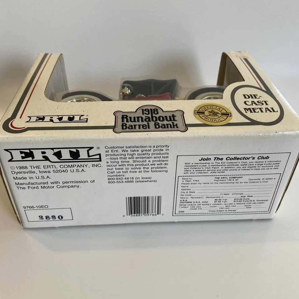 Vintage ERTL Die Cast Beer Truck Bank 1918 Runabout Barrel Anheuser Busch NOS - Image 4 of 4