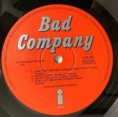 Bad Co "Bad Company" 1974 Aus Orig Hard Rock LP.. - Picture 4 of 4