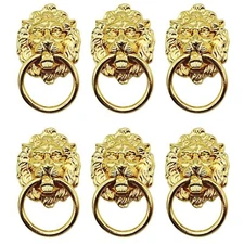 6 Pcs Drawer Lion Head Ring Pull for Nightstand Dresser Cupboard Wardrobe