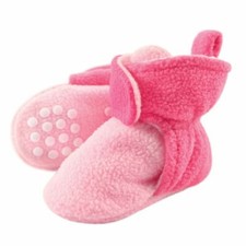 Luvable Friends Baby Fleece Booties, Light Pink/Dark Pink