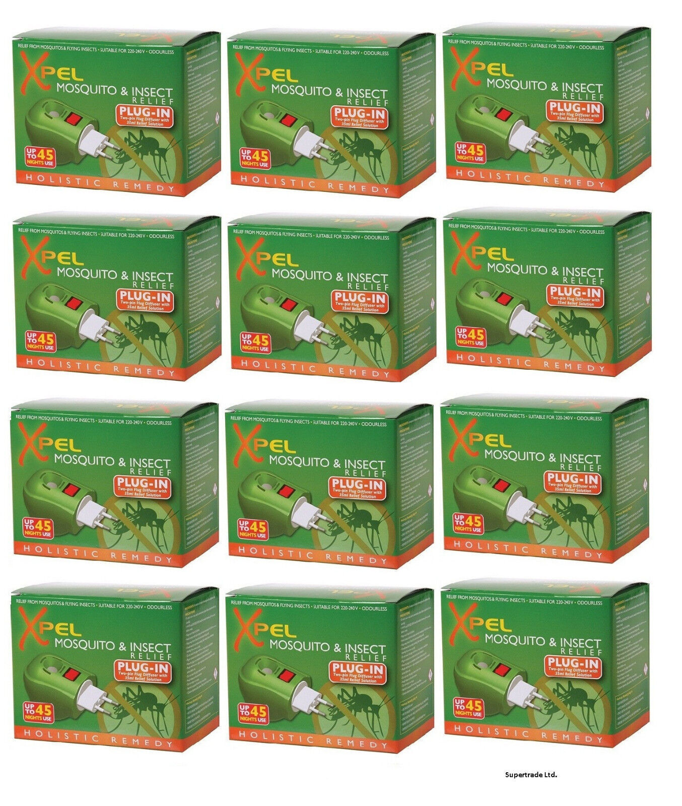 Xpel Mosquito & Insect Repellent 2pin Plug-In Diffuser Relief Solution 35ml X 12