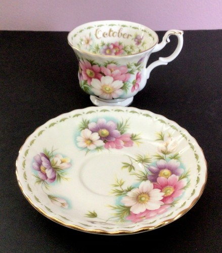 Royal Albert Flor del Mes OCTUBRE Cosmos Taza, Platillo y Ramo de Flores Set - Imagen 3 de 23