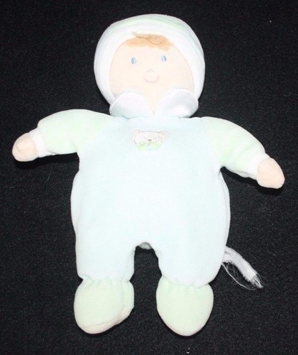 carters my first doll aa blue green plush baby rattle toy lovey