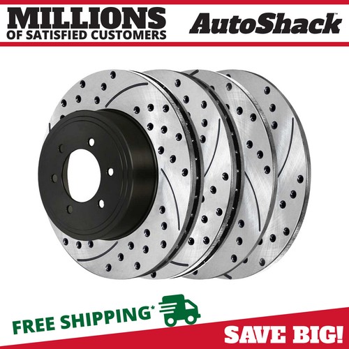 Front & Rear Drilled Slotted Brake Rotors Black Set of 4 for Nissan