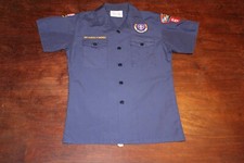Boy Scouts of America BSA Youth Shirt Blue Large Sewn Patches Short Sleeve