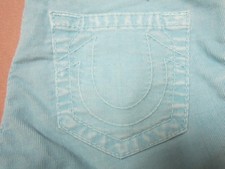 TRUE RELIGION BOYS CORDUROY GENO CUT OFF TURQUOISE COTTON BLEND SHORTS SIZE 6