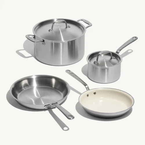 Made in Cookware - 6 Pc Stainless Steel Cookware Set - 5 Ply Clad - Includes Fry