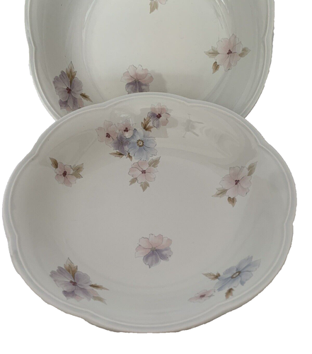Mikasa Rondo EJ 901 LANAI Soup Bowls VTG Lot-2 Soft Blue & Pink Flowers 7.5" - Picture 3 of 7