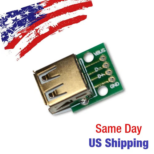 USB Type A Female Breakout Board Module 2.54mm 4 Pin Power Ground Data USA SHIP!