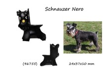 Keychain Leather Unisex Lady Keyring With 3D Dog Breeds Black Schnauzer Dog
