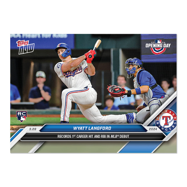 2024 TOPPS NOW 12 WYATT LANGFORD RANGERS RC 1ST HIT & RBI IN MLB DEBUT