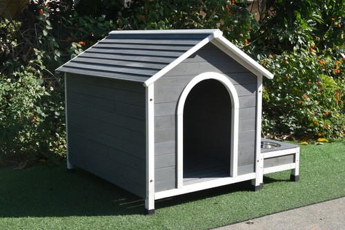 PawHub Large Dog House Kennel Pet Timber Wooden Stainless Steel Bowls Storage Bo - Picture 3 of 8
