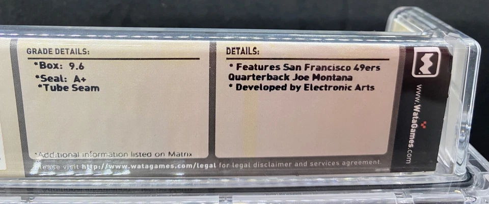 JOE MONTANA FOOTBALL 1990 WATA 9.6 A+ NEW SEALED USA SEGA MASTER SYSTEM - Image 3 of 4