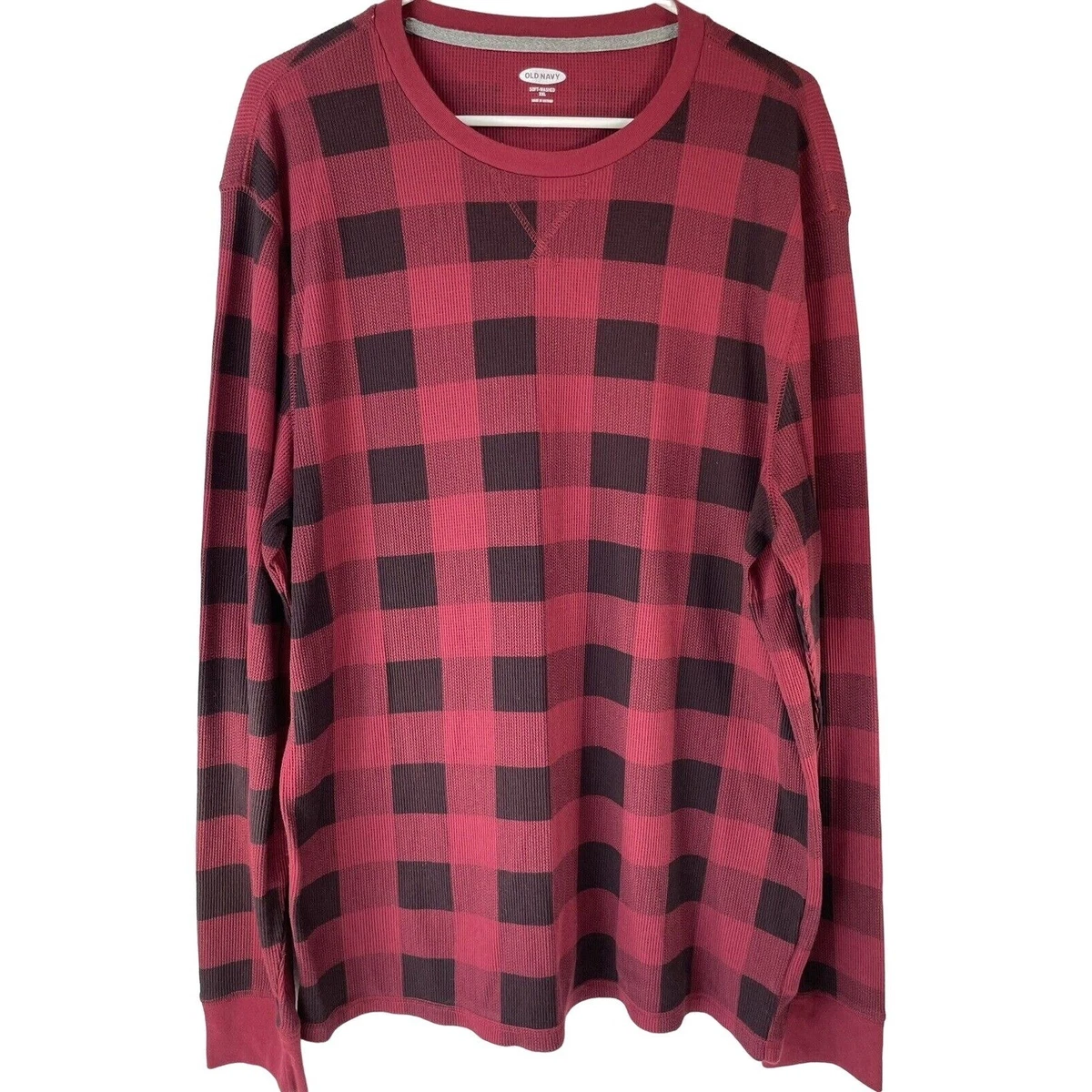 Old Navy Soft Washed Waffle Knit Thermal Shirt Long Sleeve Raglan