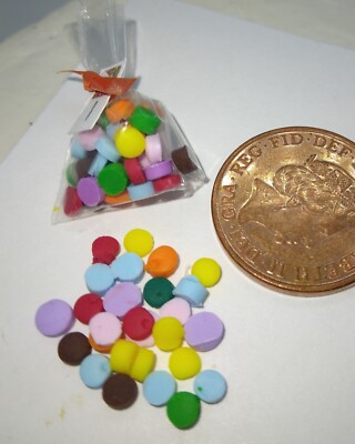 Dolls House Sweets 1 miniature bag of Smarties handmade 1/12