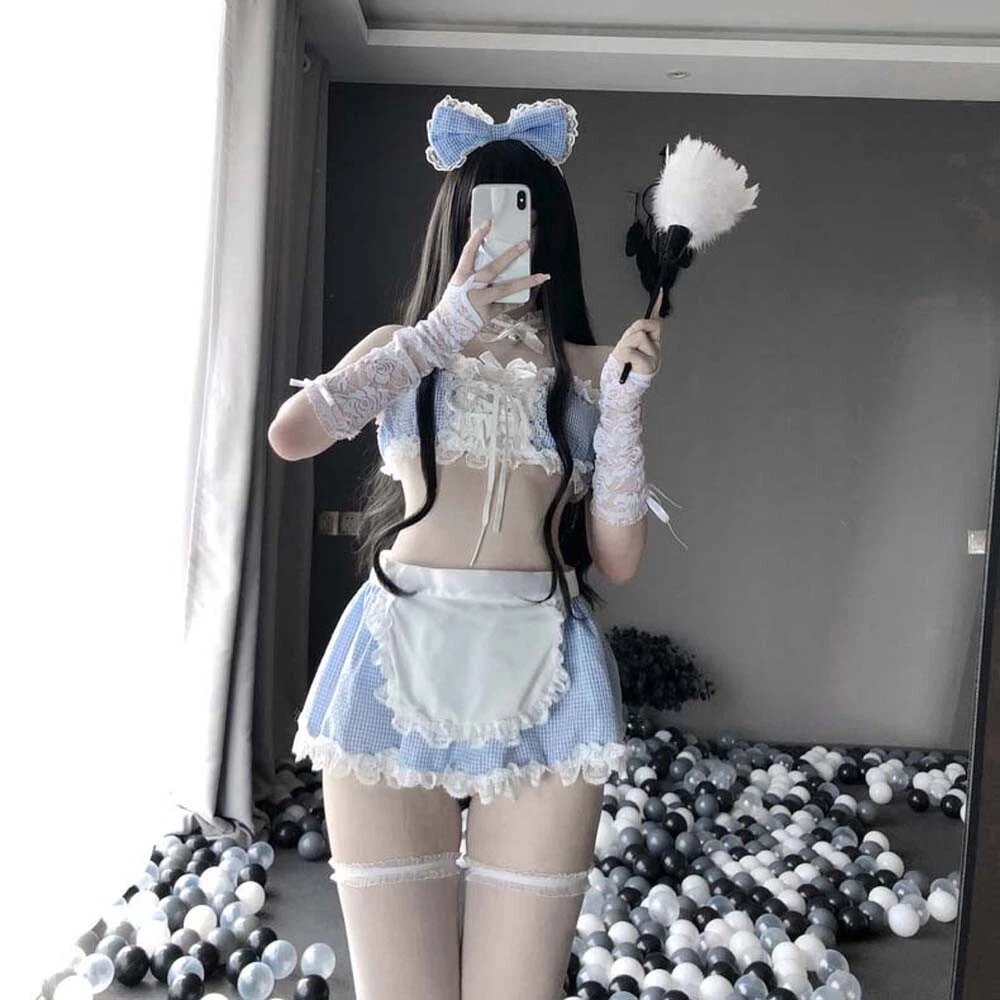 Sexy Anime Cosplay Costumes Kawaii Blue Sexy Maid Outfit Woman Bikini | eBay