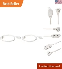 6ft 2-Prong Indoor Power Strip - Flat Plug, 2-Pack with Surge Protection