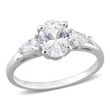 Amour Sterling Silver 3 1/2 CT TGW Cubic Zirconia 3-Stone Ring