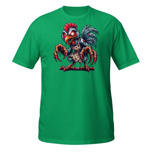 Angry Chicken T-Shirt | Crazy Zombie Rooster with Claws | Horror Hen Tee - Picture 23 of 33