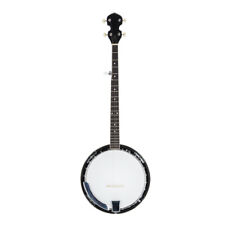 5 String Professional Wood Metal Banjo White and Wood Finish