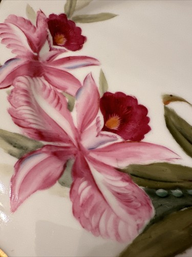 Merit Handpainted Orchid 8” Square Plate Made In Occupied Japan - Picture 9 of 9