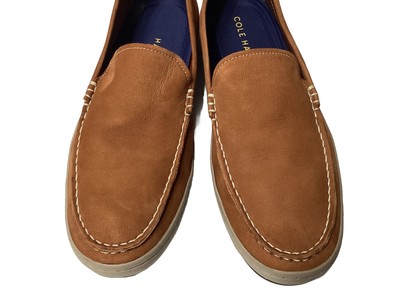 EUC Cole Haan leather loafer, cognac, size 11.5,tie closure,scuff mark pictured Cole Haan 11.5 M Claude Nubuck Loafer Brown/ Cognac C30993  main image 3