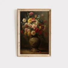 Vintage Vase Of Flowers - Instant Download Printable Wall Art Antique Painting