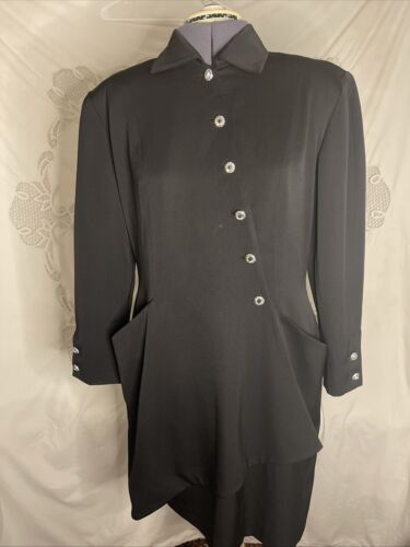 Vintage 80s Adam Beall Susan Marie 100% wool Designer asymmetrical coat dress 12