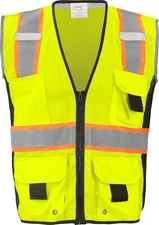 Class 2 Safety Vest w/Zipper, Radio Tabs & Pocket Grommets, Size L